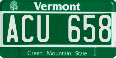 VT license plate ACU658