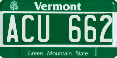 VT license plate ACU662