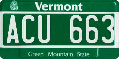 VT license plate ACU663