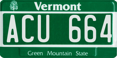 VT license plate ACU664