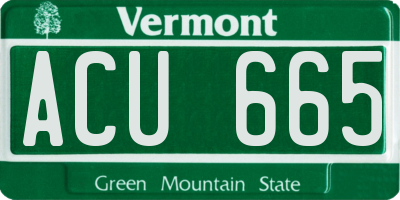 VT license plate ACU665