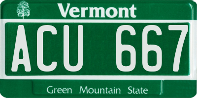 VT license plate ACU667