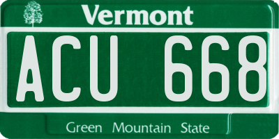 VT license plate ACU668