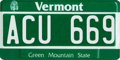 VT license plate ACU669