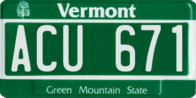 VT license plate ACU671