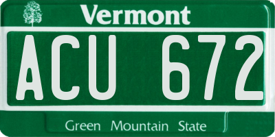 VT license plate ACU672