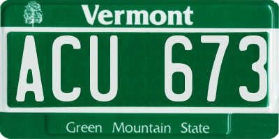VT license plate ACU673