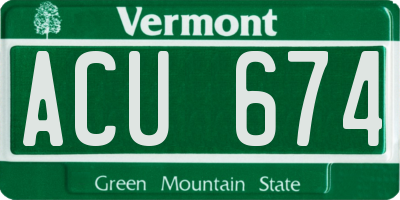 VT license plate ACU674
