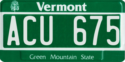 VT license plate ACU675