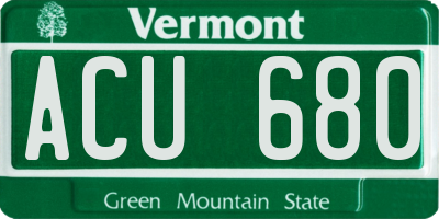 VT license plate ACU680