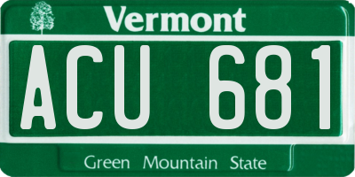 VT license plate ACU681