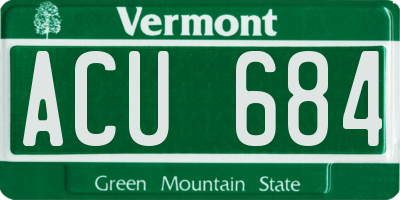 VT license plate ACU684