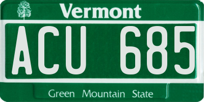 VT license plate ACU685