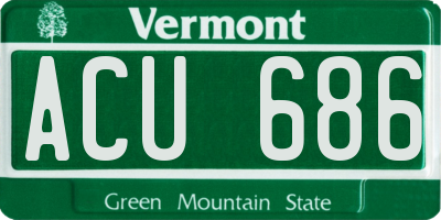 VT license plate ACU686