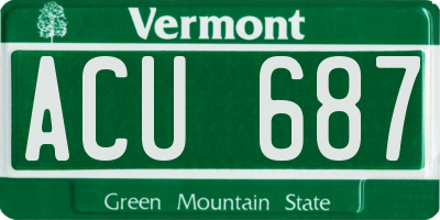 VT license plate ACU687