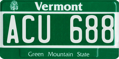 VT license plate ACU688