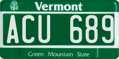 VT license plate ACU689