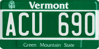 VT license plate ACU690