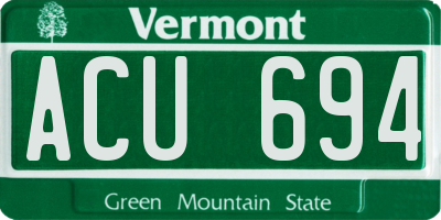 VT license plate ACU694