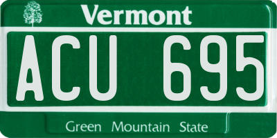 VT license plate ACU695