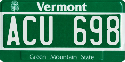 VT license plate ACU698