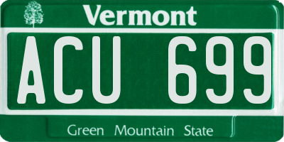 VT license plate ACU699