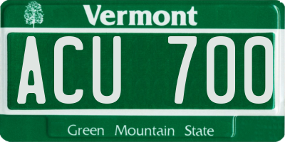 VT license plate ACU700