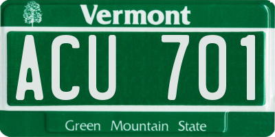 VT license plate ACU701