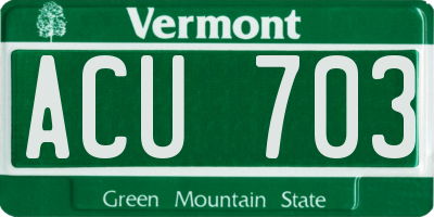 VT license plate ACU703