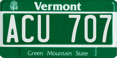 VT license plate ACU707