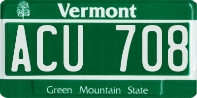 VT license plate ACU708