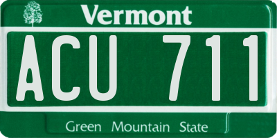 VT license plate ACU711