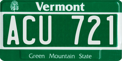 VT license plate ACU721