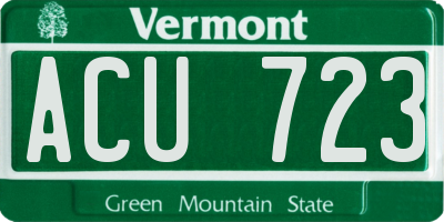 VT license plate ACU723