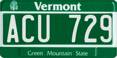 VT license plate ACU729