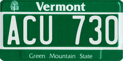 VT license plate ACU730
