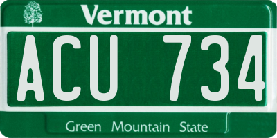 VT license plate ACU734