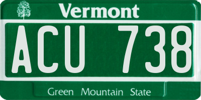 VT license plate ACU738