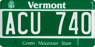 VT license plate ACU740