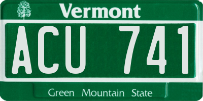 VT license plate ACU741