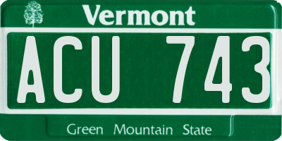 VT license plate ACU743