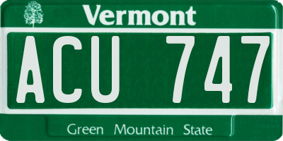 VT license plate ACU747