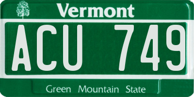 VT license plate ACU749