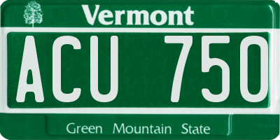 VT license plate ACU750