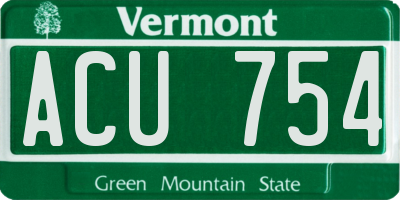 VT license plate ACU754