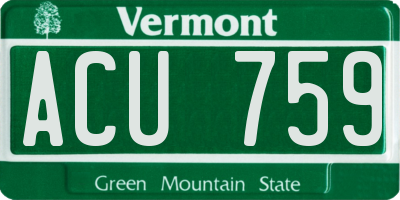 VT license plate ACU759