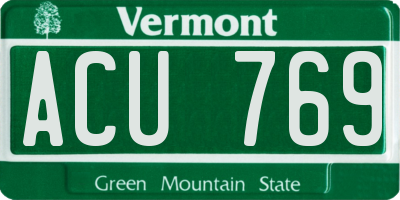 VT license plate ACU769