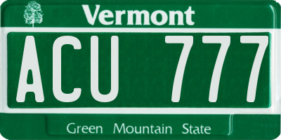VT license plate ACU777