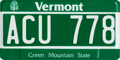 VT license plate ACU778
