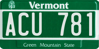 VT license plate ACU781